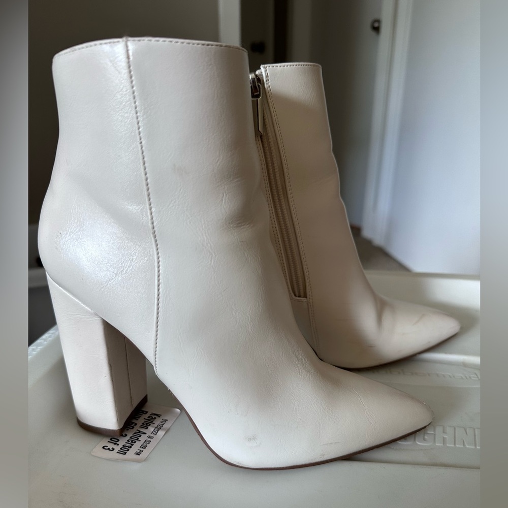 White heeled booties